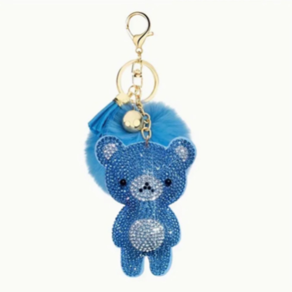 Velvet Cute Bear Hairball Keychain